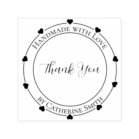 “Handmade with Love” Rubber Stamp Zelfinktende Stempel (Design)