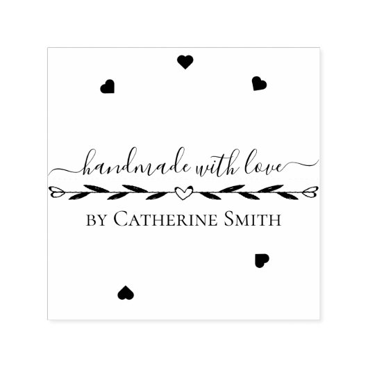 “Handmade with Love” Rubber Stamp Zelfinktende Stempel (Design)