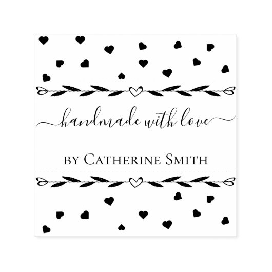 “Handmade with Love” Rubber Stamp Zelfinktende Stempel (Design)