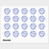 Handmade With Love Sketchy Floral | Blue Delft Ronde Sticker (Vel)