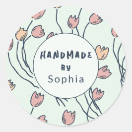Handmade With Love Sketchy Floral | Cottage Sage Ronde Sticker