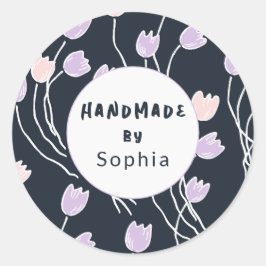 Handmade With Love Sketchy Floral Midnight Garden Ronde Sticker