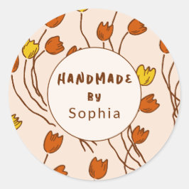 Handmade With Love Sketchy Floral | Retro Palette Ronde Sticker