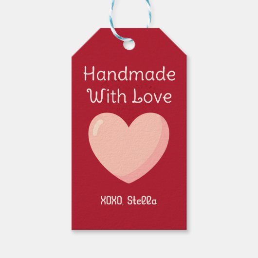 Handmade With Love Valentine Gift Tag Cadeaulabel (Voorkant)