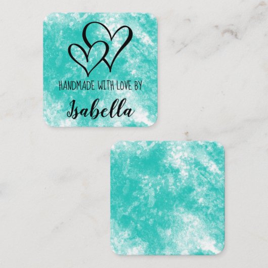 Handmade with Love Waterverf Kaart Vierkante Visitekaartje (Voorkant / Achterkant)