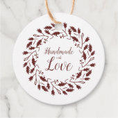 Handmade With Love Wreath Quote In Brown Bedankjes Labels (Voorkant)