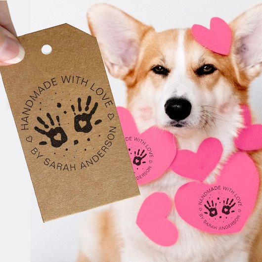 Handmade With Love Your Shop And Name Rubberstempel