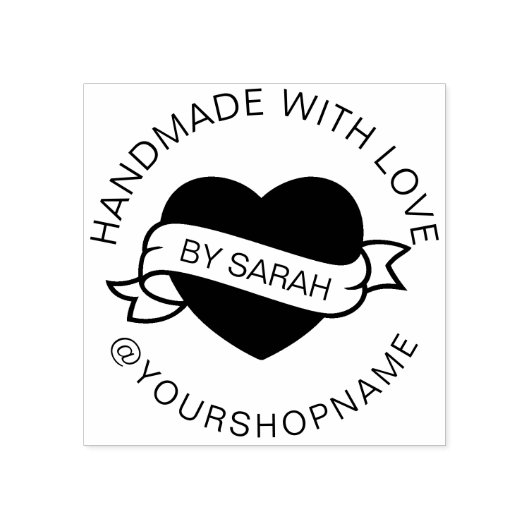 Handmade With Love Your Shop And Name Rubberstempel (Afrduk)