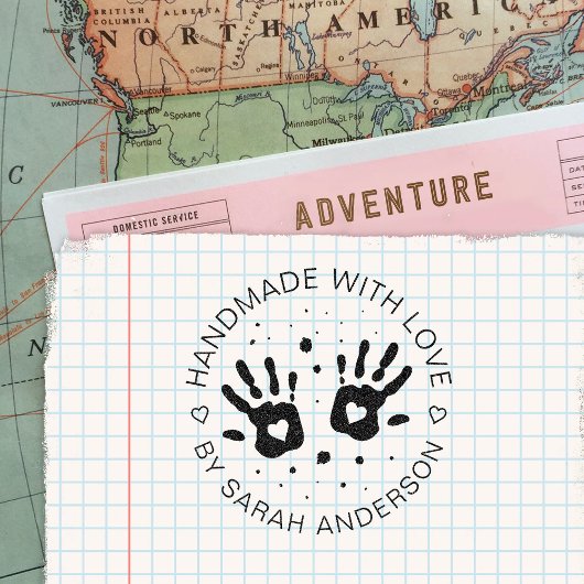 Handmade With Love Your Shop And Name Zelfinktende Stempel