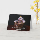 Handmand Verjaardag Aap Kaart (Gele Bloem)