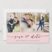 Handmatig 3 Afbeelding Blush roze Save The Date (Voorkant)
