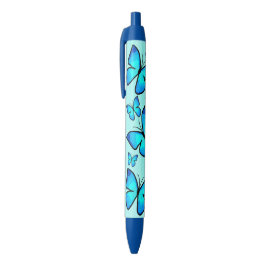 Handmatig gekleurd blauw driemaandelijks patroon zwarte inkt pen