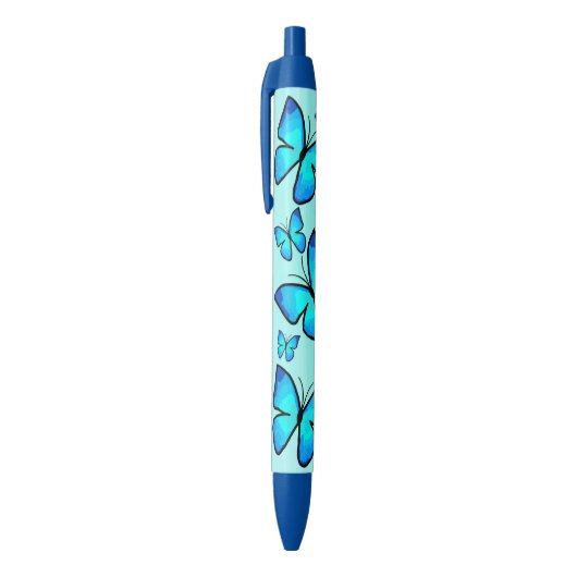 Handmatig gekleurd blauw driemaandelijks patroon zwarte inkt pen (Top (Verticaal))