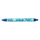 Handmatig gekleurd blauw driemaandelijks patroon zwarte inkt pen (Voorkant)