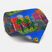 Handmatig gekleurd kleurrijk artistiek stadskersch stropdas (Opgerold)
