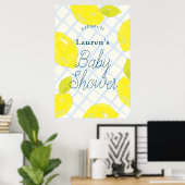 Handmatig gekleurd Lemon Blue Baby shower Welkomst Poster (Thuiskantoor)