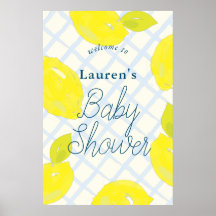 Handmatig gekleurd Lemon Blue Baby shower Welkomst