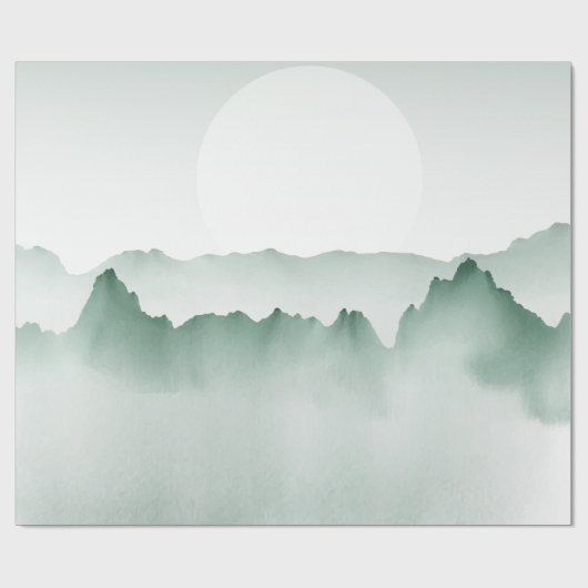 Handmatig gekleurd Waterverf berglandschap Cadeaupapier (Vlak)