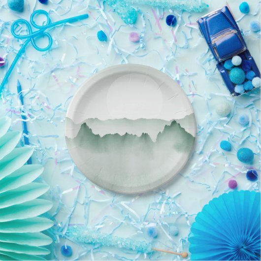 Handmatig gekleurd Waterverf berglandschap Papieren Bordje (Feest)