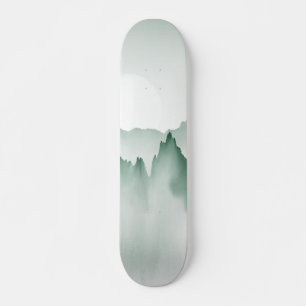 Handmatig gekleurd Waterverf berglandschap Persoonlijk Skateboard