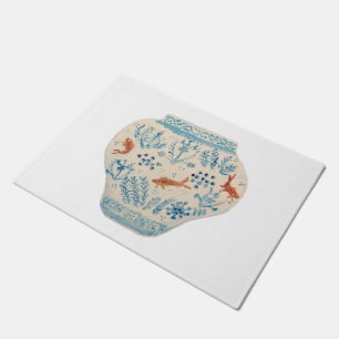 Handmatig geschilderd blauw gember deurmat