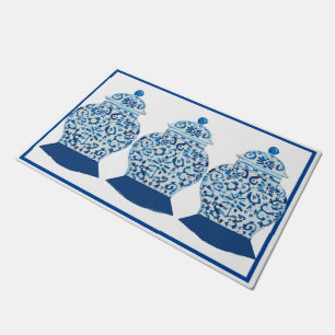 Handmatig geschilderd blauw gember deurmat