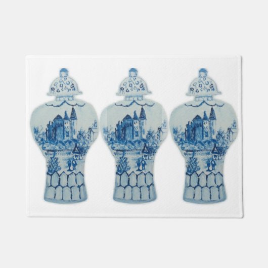 Handmatig geschilderd blauw gember deurmat (Voorkant)