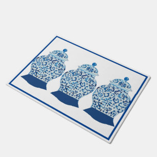 Handmatig geschilderd blauw gember deurmat