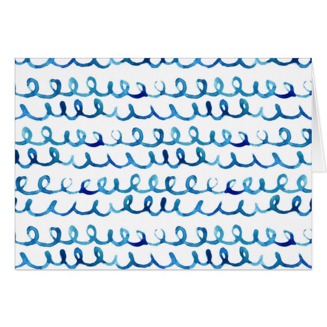 Handmatig geschilderd blauw Waterverf avy patroon (Voorkant Horizontaal)