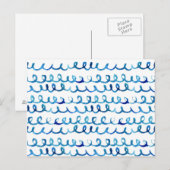 Handmatig geschilderd blauw Waterverf avy patroon Briefkaart (Voorkant / Achterkant)