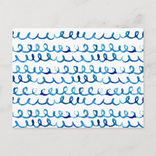 Handmatig geschilderd blauw Waterverf avy patroon Briefkaart (Voorkant)