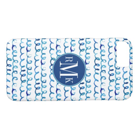 Handmatig geschilderd blauw Waterverf avy patroon Case-Mate iPhone Case (Achterkant (Horizontaal))