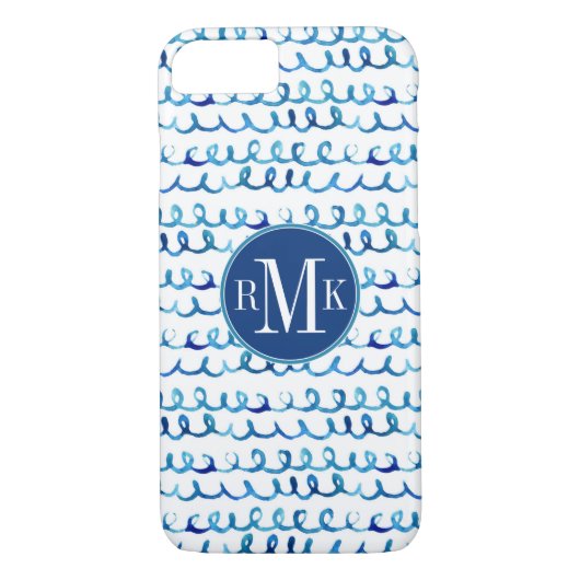 Handmatig geschilderd blauw Waterverf avy patroon Case-Mate iPhone Case (Achterkant)