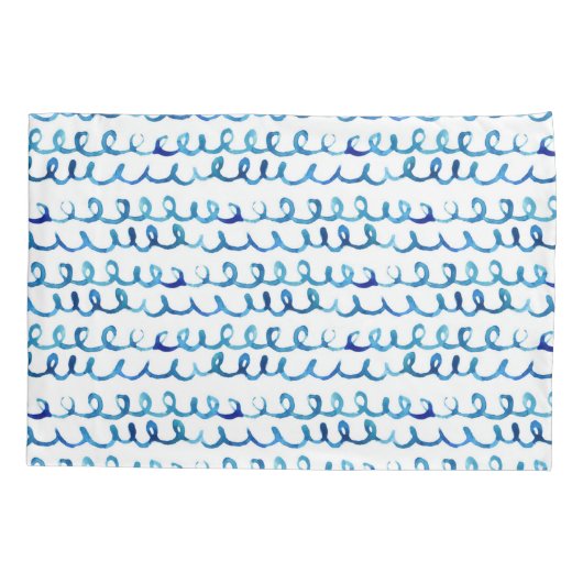 Handmatig geschilderd blauw Waterverf avy patroon Kussensloop (Achterkant-Links)