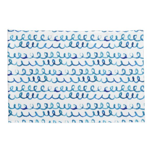 Handmatig geschilderd blauw Waterverf avy patroon Kussensloop (Achterkant-Rechts)