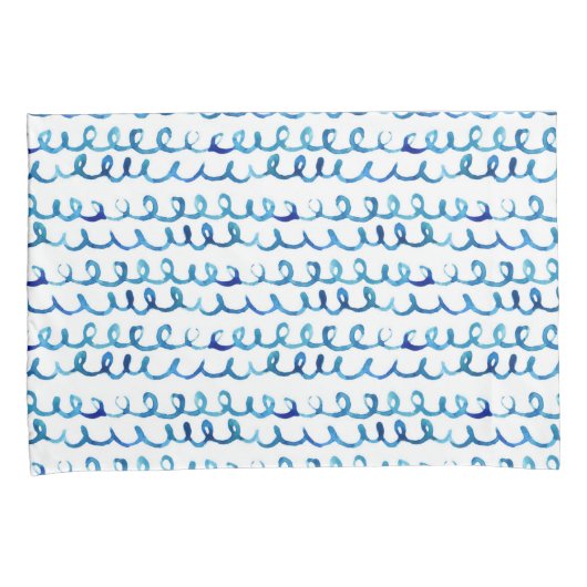 Handmatig geschilderd blauw Waterverf avy patroon Kussensloop (Voorkant-Rechts)