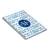 Handmatig geschilderd blauw Waterverf avy patroon Notitieboek (Rechterzijde)