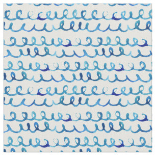 Handmatig geschilderd blauw Waterverf avy patroon Stof
