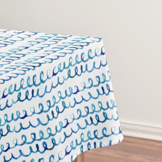 Handmatig geschilderd blauw Waterverf avy patroon Tafelkleed (Voorbeeld)