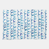 Handmatig geschilderd blauw Waterverf avy patroon Theedoek (Horizontaal)