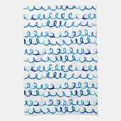 Handmatig geschilderd blauw Waterverf avy patroon Theedoek (Verticaal)