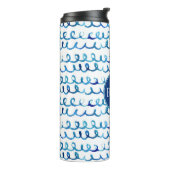 Handmatig geschilderd blauw Waterverf avy patroon Thermosbeker (Gedraaid links)