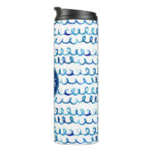 Handmatig geschilderd blauw Waterverf avy patroon Thermosbeker (Geroteerd rechts)