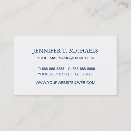 Handmatig geschilderd blauw Waterverf avy patroon Visitekaartje (Achterkant)