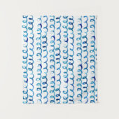 Handmatig geschilderd blauw Waterverf avy patroon Wandkleed (Voorkant)