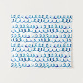 Handmatig geschilderd blauw Waterverf avy patroon Wandkleed (Voorkant (horizontaal))