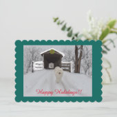 Handmatig geschilderd met Samoyed Flat Holiday Car Feestdagenkaart (Staand voorkant)