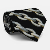 HANDMATIG STROPDAS - ZWART/PEWTER/METAAL (Opgerold)