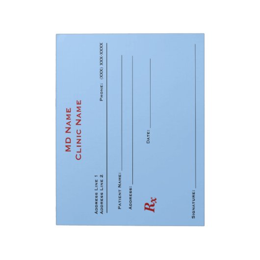 Handmatig voorgeschreven pad (groot - blauw) notitieblok (Linkerzijde)