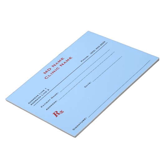 Handmatig voorgeschreven pad (groot - blauw) notitieblok (Schuin)